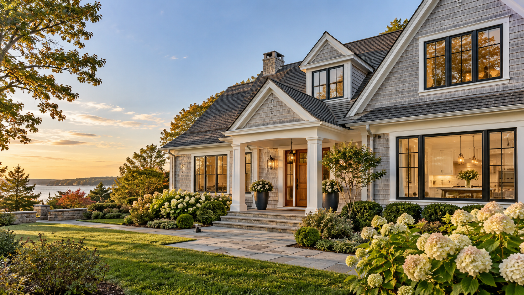 New windows and entry doors on a coastal Massachusetts home